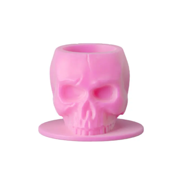Schädel-förmige Silikon Farbkappen - Rosa - 100er Pack
