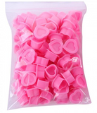 Herzförmige Silikon Farbkappen - Rosa - 100er Pack